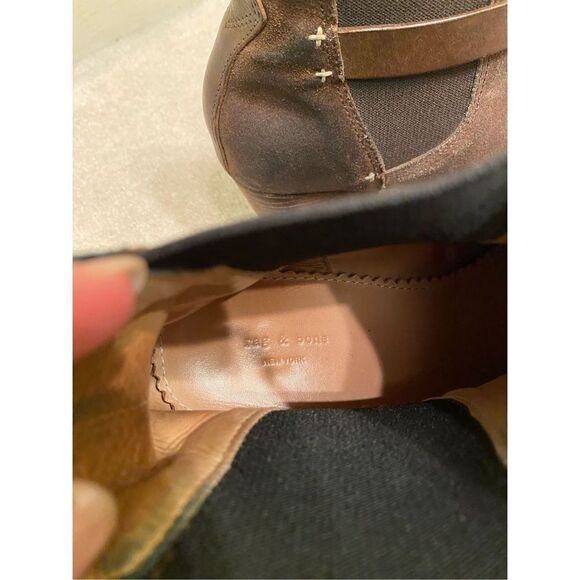 RAG & BONE DURHAM CHELSEA BOOTS BROWN SUEDE MID-HEEL ANKLE BOOTS - Picture 5 of 9